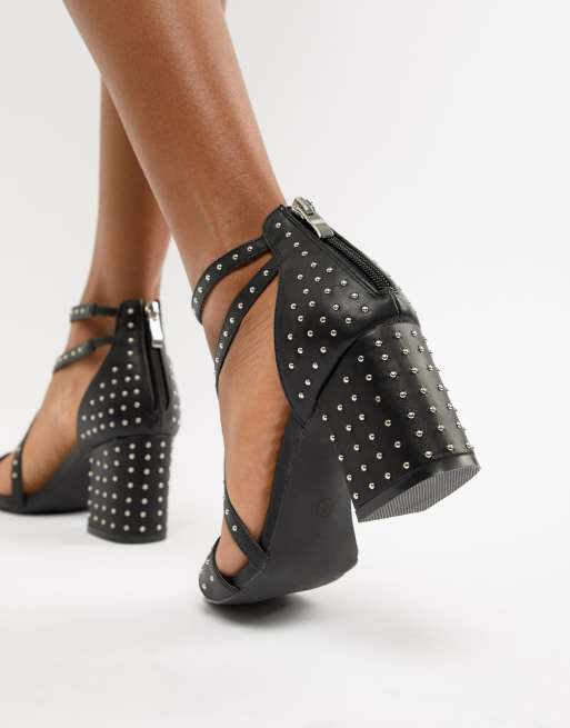 block heel studded sandals