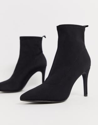 black mid heel sock boots
