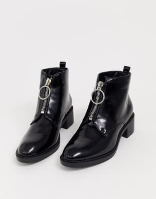 zip up black ankle boots