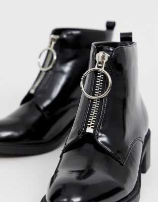 zip up black ankle boots