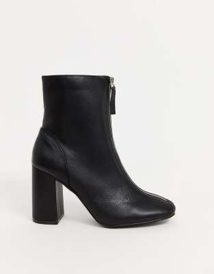 Glamorous black zip front ankle boots | ASOS