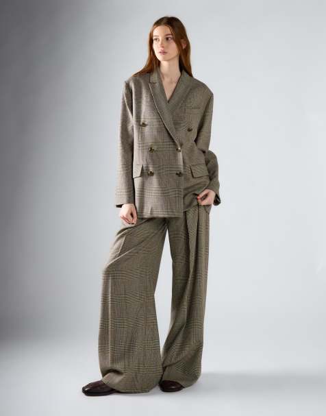 Glamorous blazer and trouser set in stone check - view 1