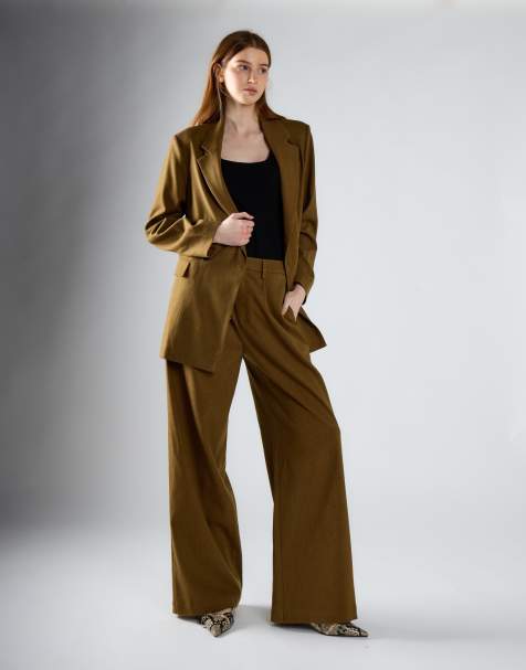 Glamorous blazer and trousers co ord in olive brown - view 1