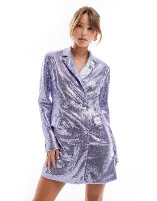 asos Glamorous blazer mini-dress in lilac sequin
