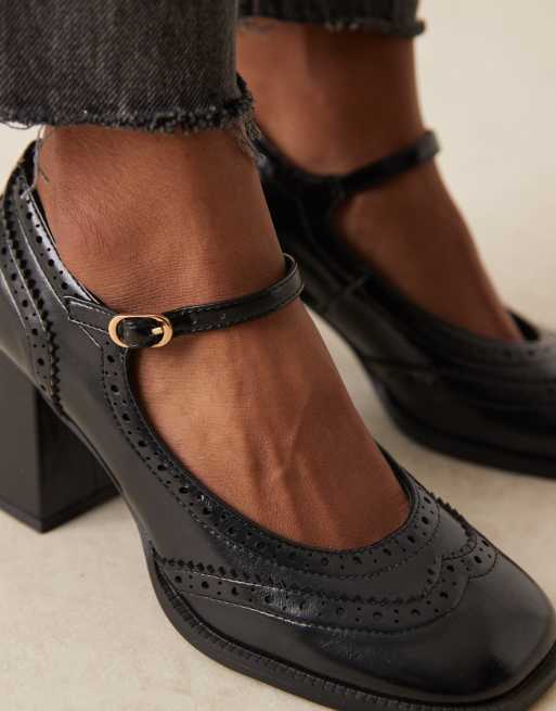 Glamorous block heel Mary Jane shoes in black