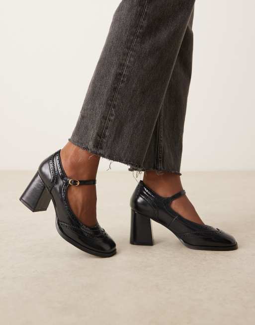 Glamorous block heel Mary Jane shoes in black