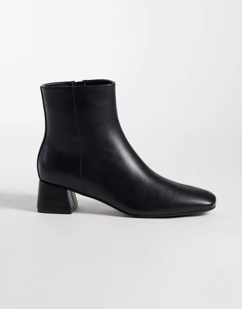 Glamorous block heel mid ankle boots in black PU - view 1