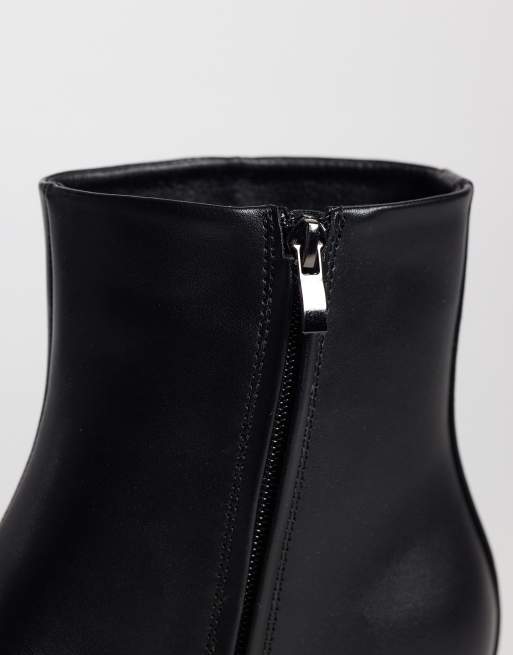 Glamorous block heel mid ankle boots in black PU, 3 of 4