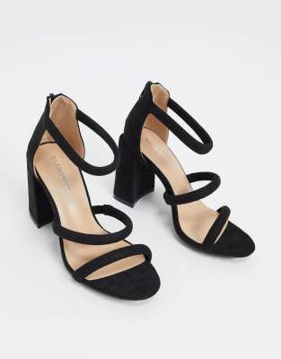 next black block heel sandals