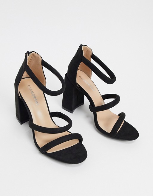 Glamorous block heel sandal in black