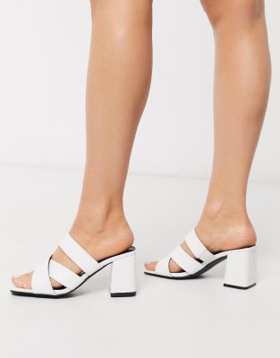 white mules block heel