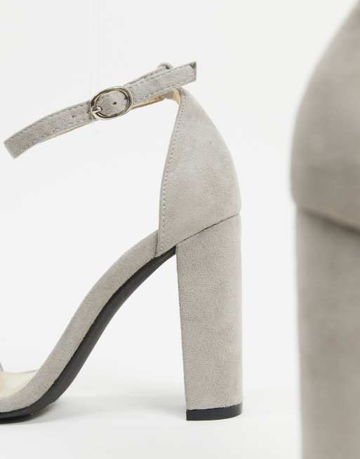 Glamorous block heeled sandal in light grey