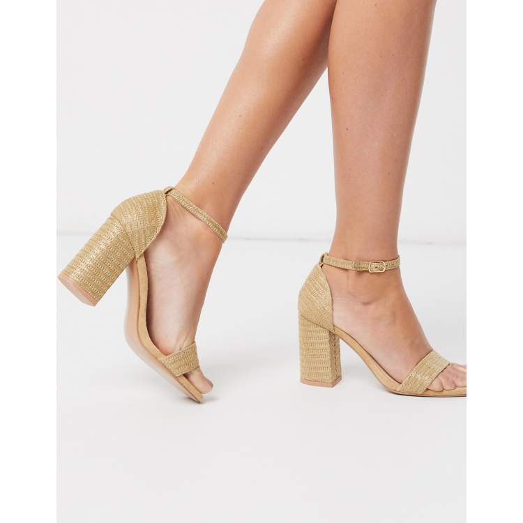 Raffia monogram discount chunky heeled sandals