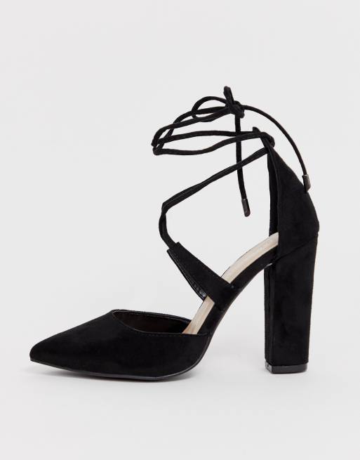 Glamorous block heel cheap tie up court