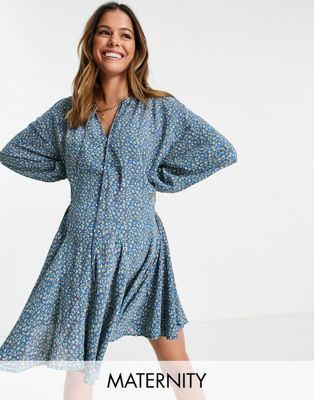 Glamorous Bloom flippy smock dress with tie neck in spring floral - ASOS Price Checker