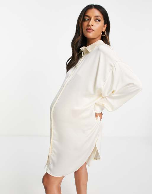 Satin white shop shirt dress