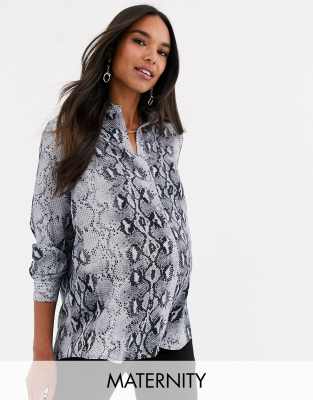 Glamorous Bloom relaxed shirt in snake print-Brown