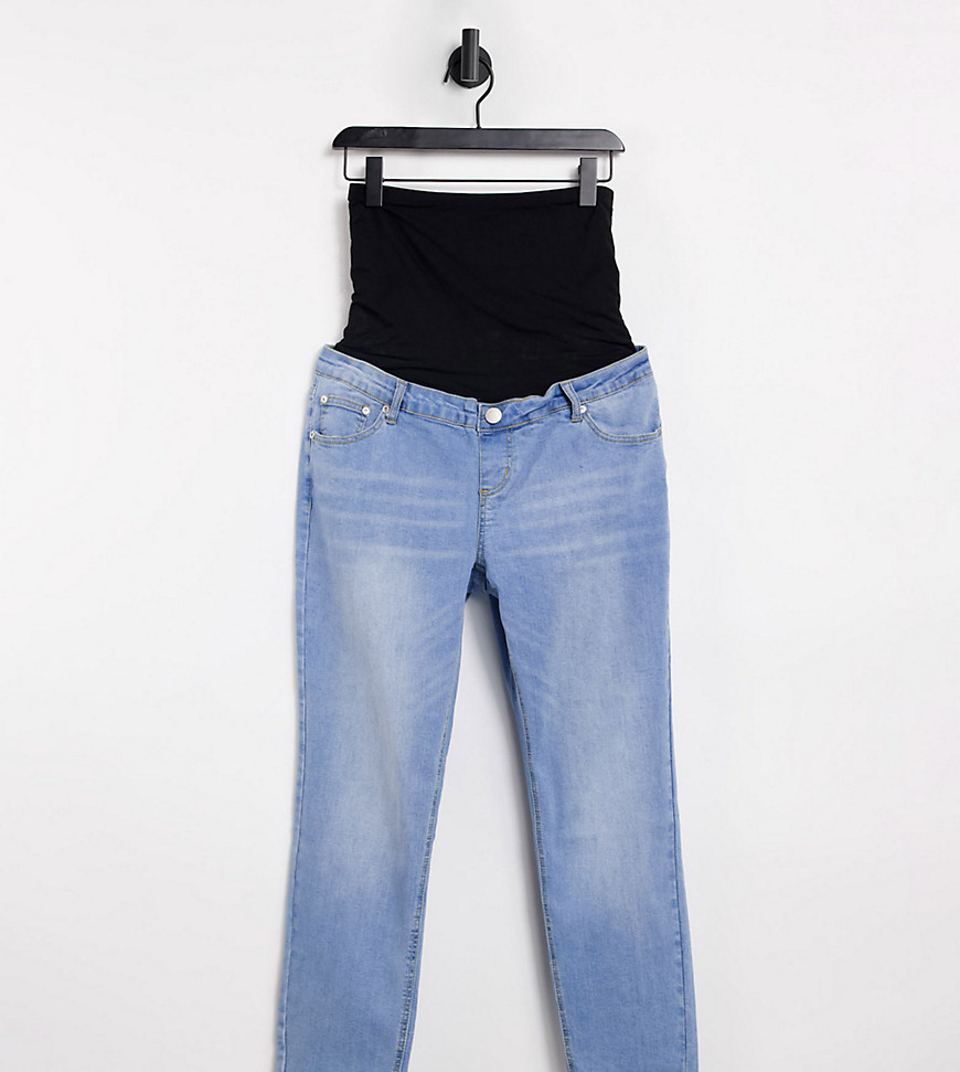 Glamorous Bloom straight leg jeans with over the bump band-Blues