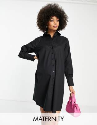 Glamorous Bloom tie waist shirt dress in black - ASOS Price Checker