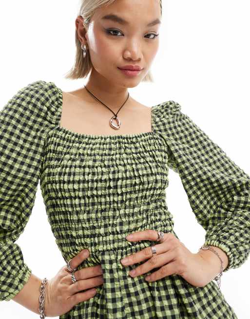 Glamorous - Blouse froncée à carreaux avec encolure carrée et manches bouffantes, 2 de 4