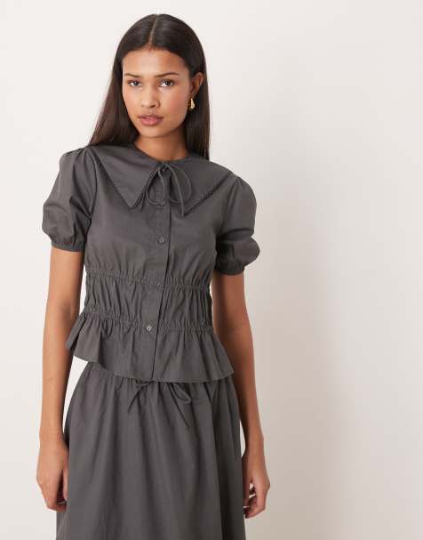 Glamorous - Blouse froncée - Gris acier - view 1