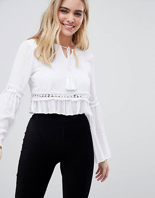 Glamorous blouse with crochet inserts | ASOS