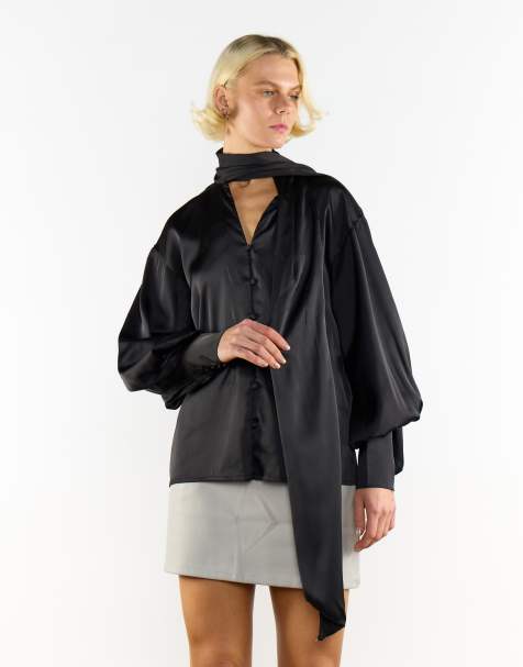 Glamorous Blouse With Tie-Neck Bow Detail in black - view 1