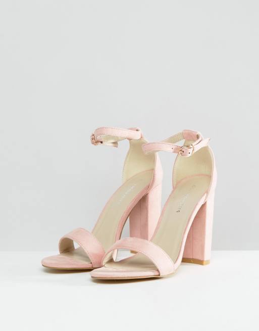 Glamorous Blush Barely There Block Heeled Sandals ASOS