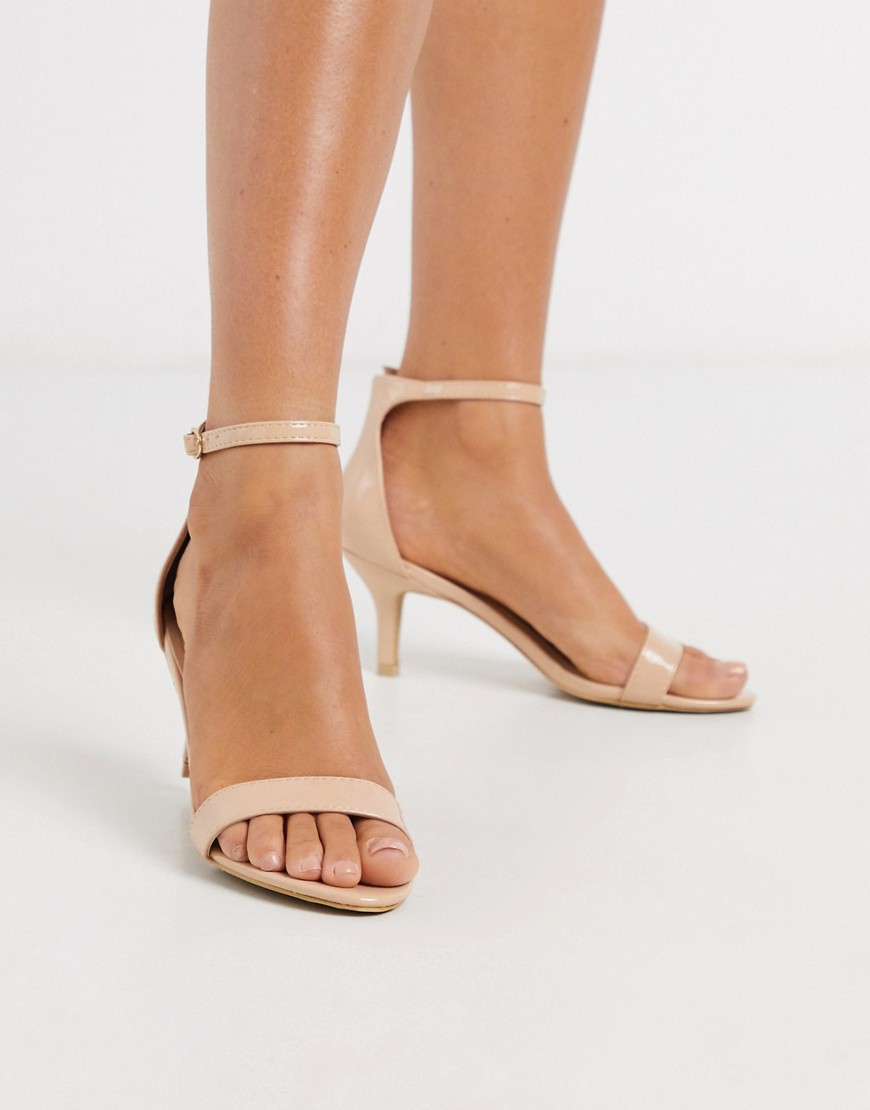 Glamorous blush barely there kitten heeled sandals-Pink
