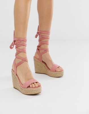 Glamorous blush espadrille wedge sandals | ASOS