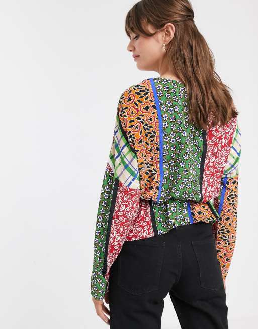 Glamorous – Bluzka z marszczoną talią 
z patchworkiem retro, 2 z 4