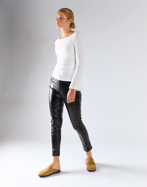 Glamorous Boat neck long sleeve top in white