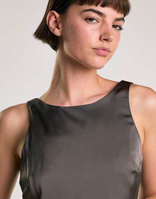 Glamorous Boat neck mini shift dress in bitter chocolate, 2 of 4