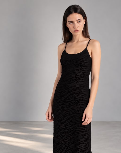 Glamorous Bodycon maxi dress in black velvet devore, 3 of 3