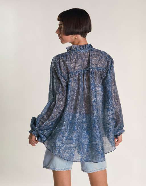 Glamorous Boho blouse in blue paisley, 2 of 4