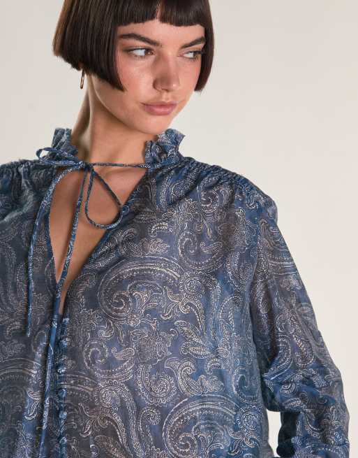 Glamorous Boho blouse in blue paisley, 3 of 4