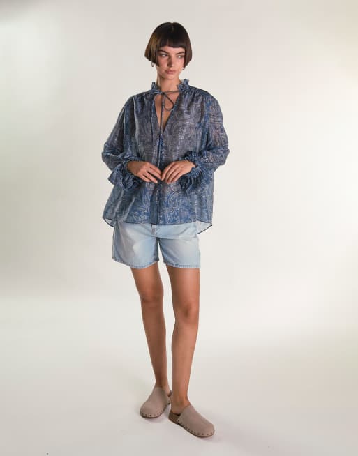 Glamorous Boho blouse in blue paisley, 4 of 4