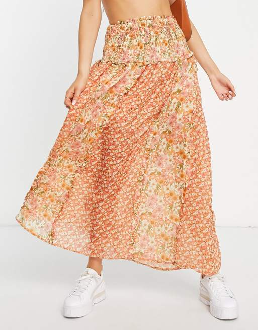 Glamorous – Boho – Flerfärgad midikjol i chiffong och vintagestil, 4 av 4