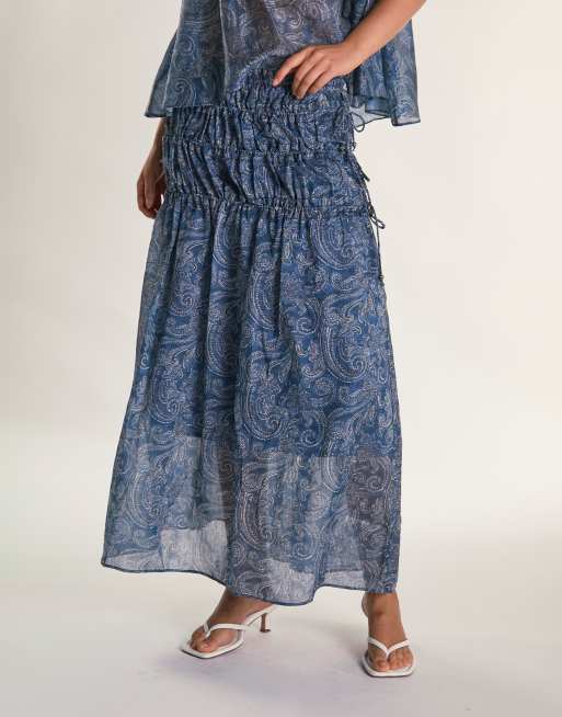 Glamorous Boho maxi skirt in blue paisley, 2 of 4