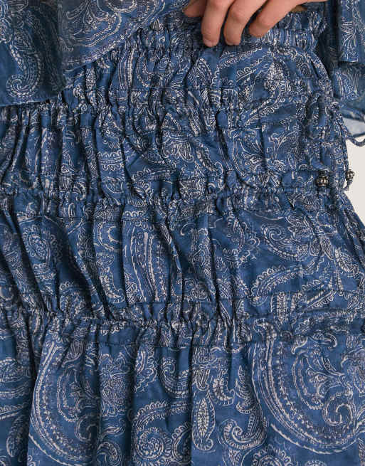 Glamorous Boho maxi skirt in blue paisley, 3 of 4