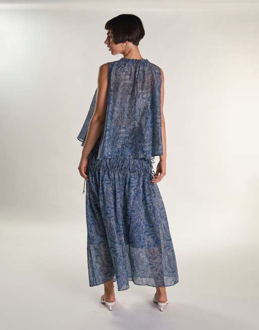 Glamorous Boho maxi skirt in blue paisley, 4 of 4