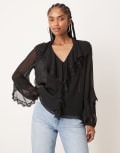 [Glamorous] Glamorous boho ruffle blouse in black 8 BLACK