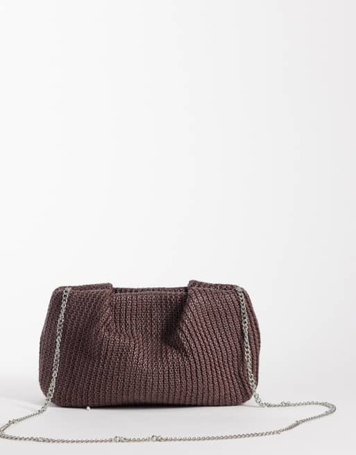 Glamorous - bolso de mano de paja marrón oscuro, 3 de 4