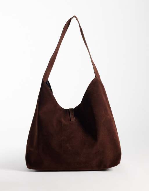 Glamorous - bolso tote de ante sintético marrón, 4 de 4