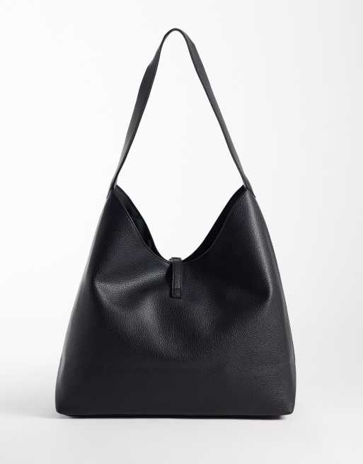 Glamorous - bolso tote de cuero sintético negro, 4 de 4