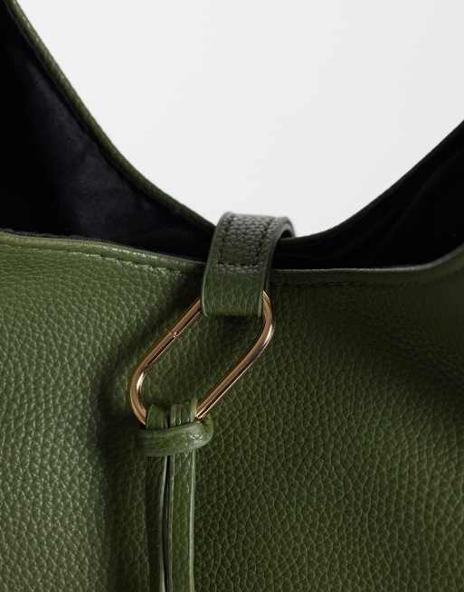 Glamorous - bolso tote de piel sintética verde oliva, 3 de 4