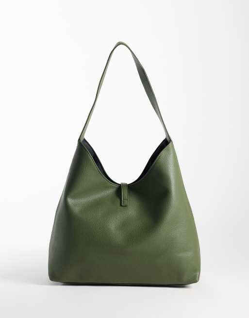 Glamorous - bolso tote de piel sintética verde oliva, 4 de 4