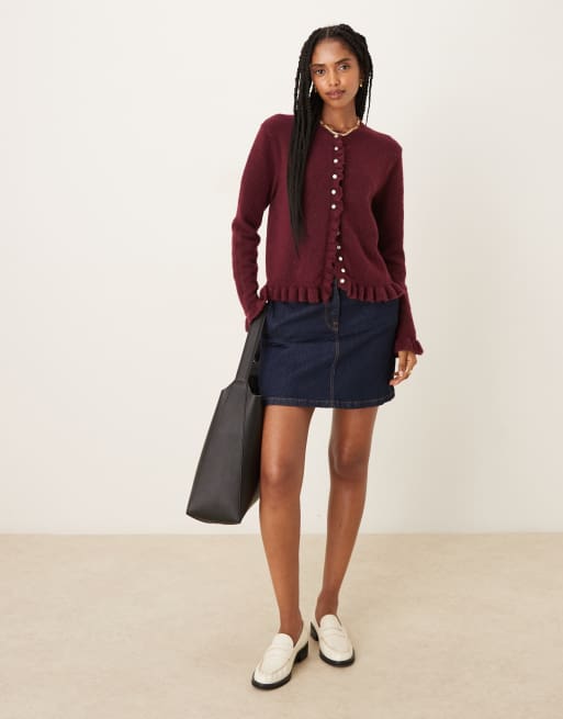 Glamorous - Bordeaux baby-cardigan med knapper og flæser, 3 af 4