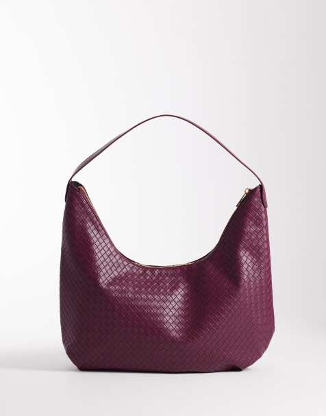 Glamorous - Bordeauxfarvet oversized skuldertaske i flettet imiteret læder - view 1