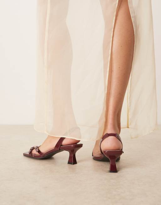 Glamorous – Bordowe lakierowane sandały na obcasie z klamrami, 4 z 4